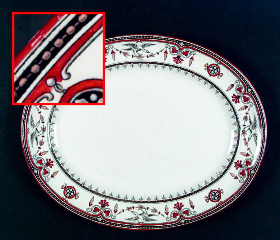 Berlin Bird Gray, Rust and Tan 14" Oval Serving Platter by Minton-1