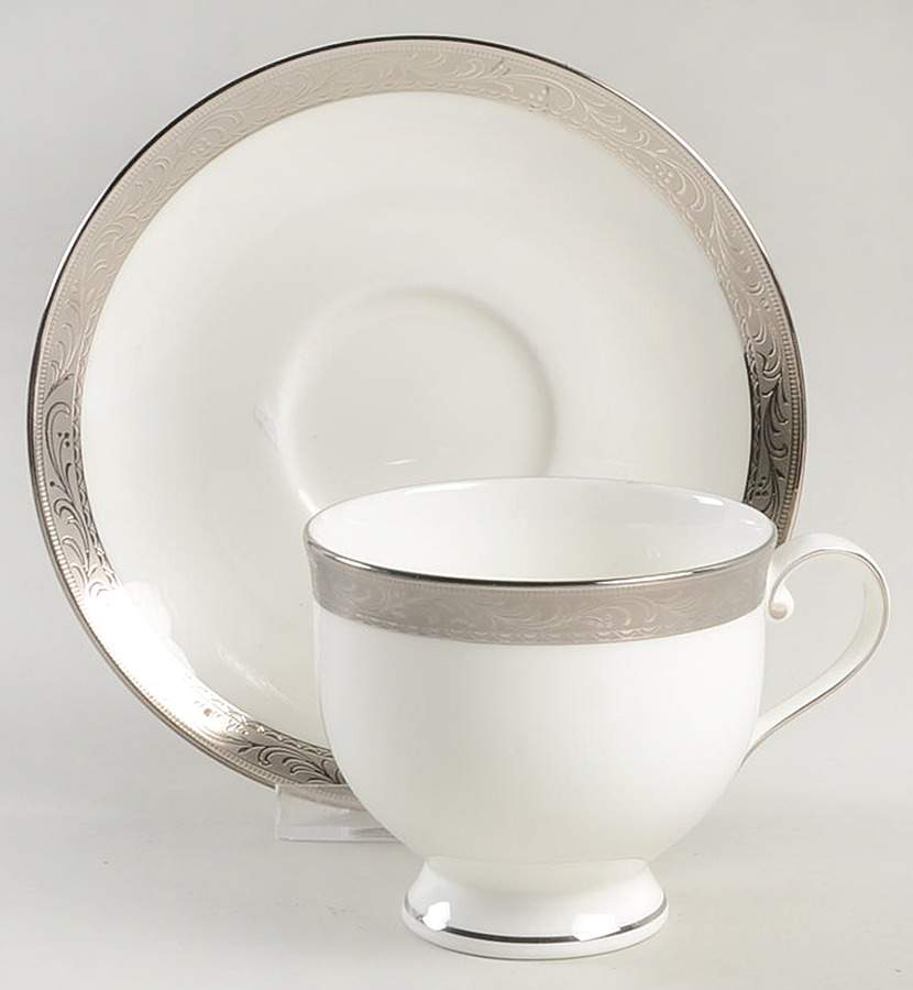 Crown Jewel Platinum Footed Cup & Saucer Set by Mikasa-1
