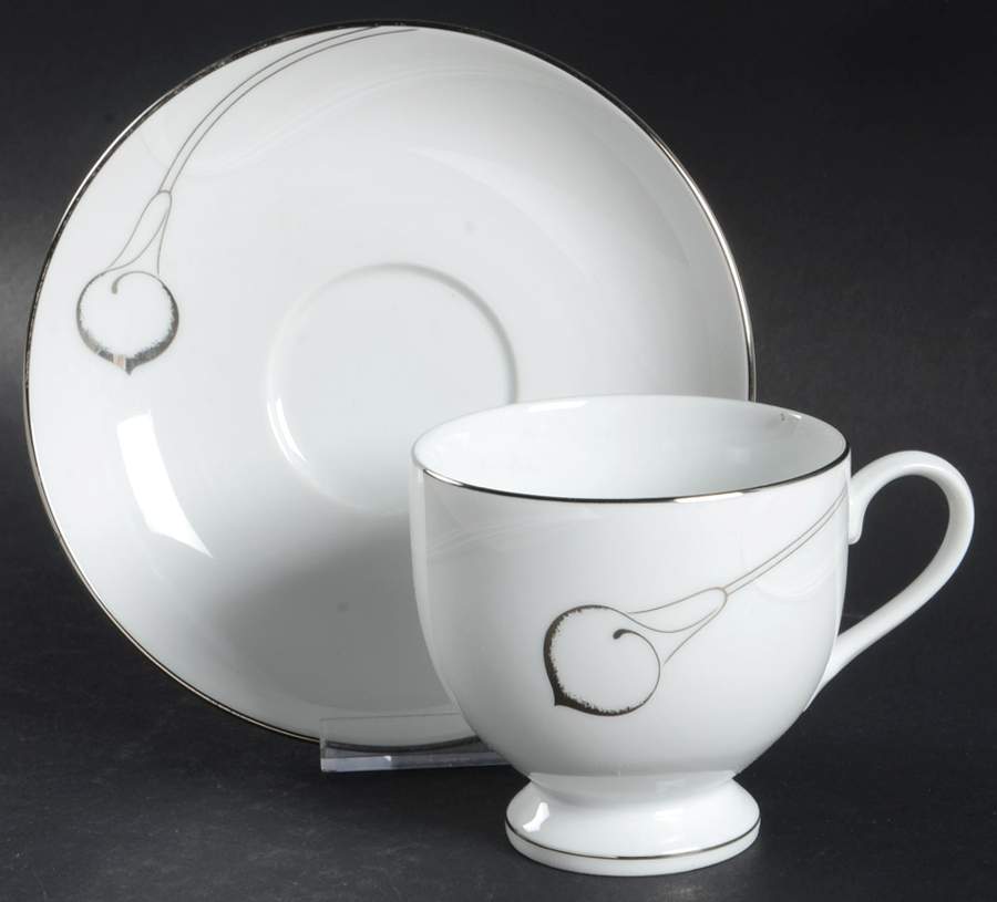Candlelight Silver Footed Cup & Saucer Set by Mikasa-1