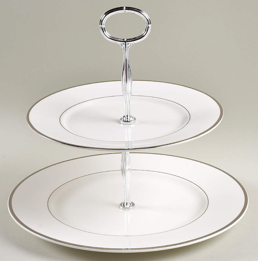 Cameo Platinum 6 5/8"-10"  2 Tiered Serving Tray (Dp, Sp) HC by Mikasa-1