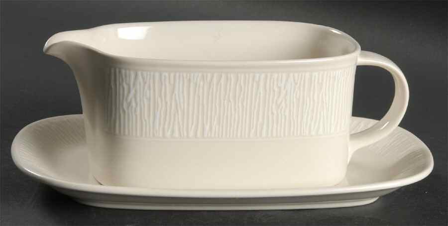 White Birch Gravy Boat & Underplate (Relish/Butter) by Mikasa-1