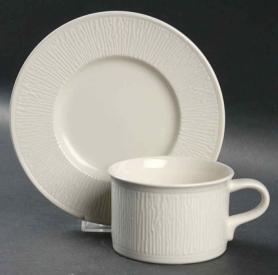 White Birch Flat Cup & Saucer Set by Mikasa-1