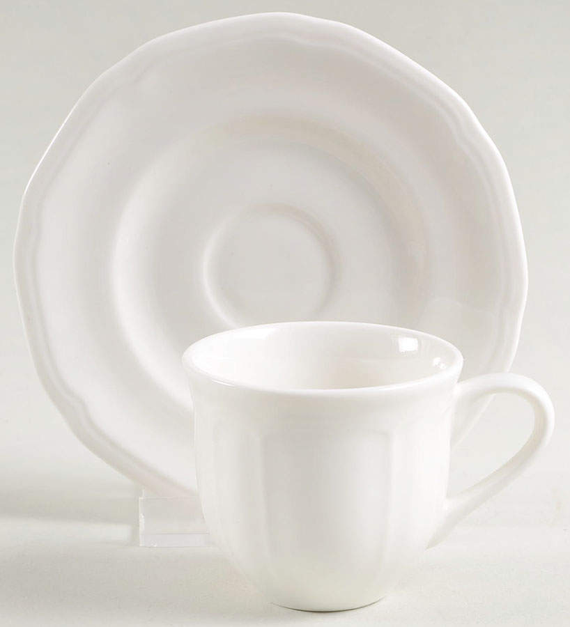 Antique White (Not Bone) Flat Demitasse Cup & Saucer Set by Mikasa-1