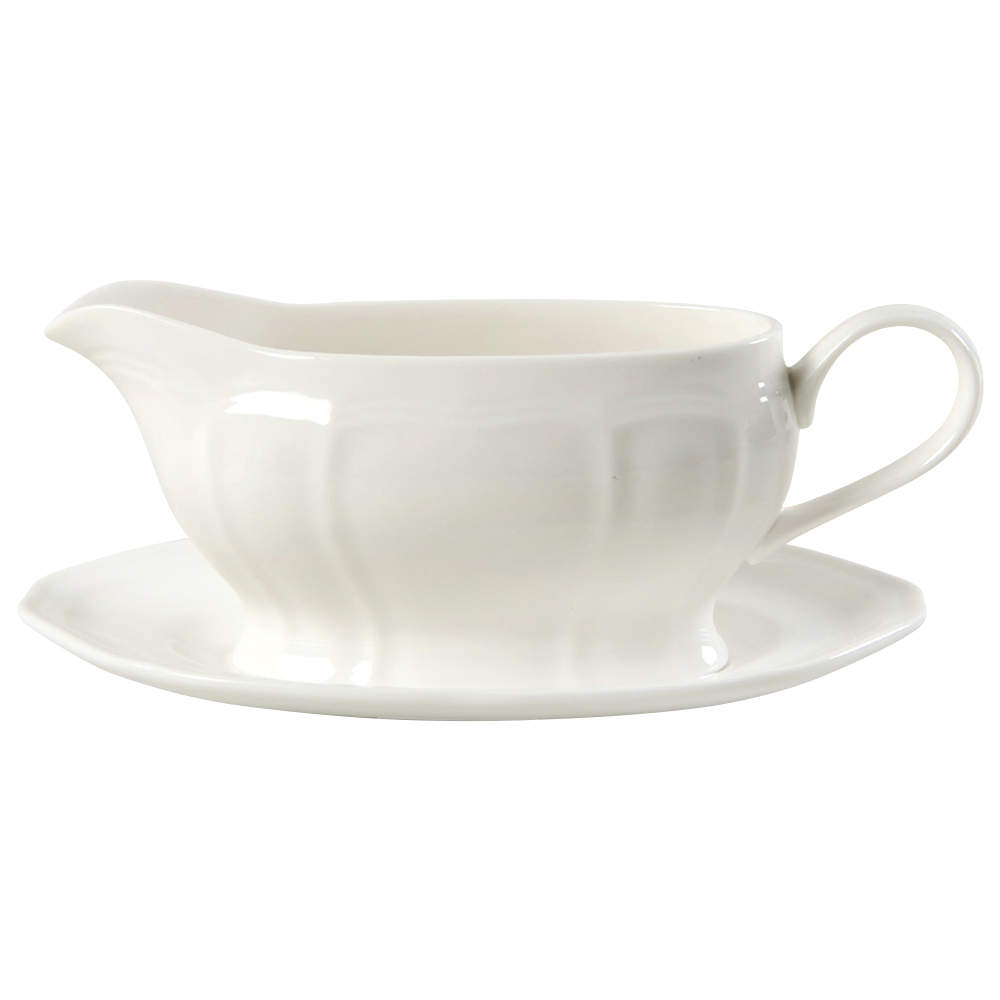 Antique White (Not Bone) Gravy Boat & Underplate by Mikasa-1