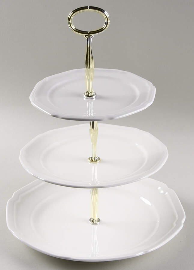 Antique White (Not Bone) 13 7/8"-14 1/4" 3-Tiered Serving Tray(DP,SP,BB) HC by Mikasa-1