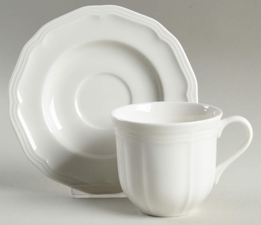 Antique White (Not Bone) Flat Cup & Saucer Set by Mikasa-1