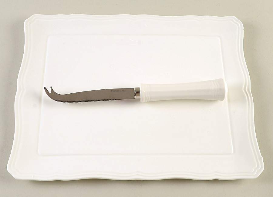 Antique White (Not Bone) Cheese Plate & Knife Set by Mikasa-1