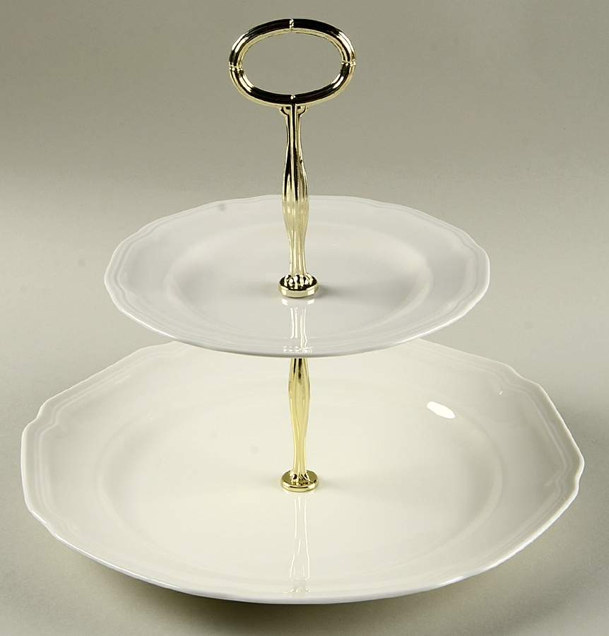 Antique White (Not Bone) 6 5/8"-10"  2 Tiered Serving Tray (Dp, Sp) HC by Mikasa-1