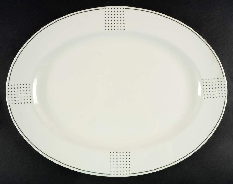 Pinpoint Silver 14" Oval Serving Platter by Mikasa-1