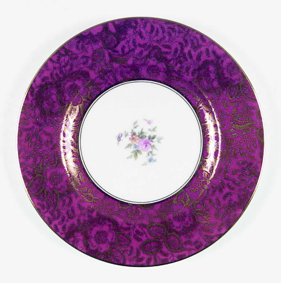 Brocade Burgundy Dessert/Pie Plate by Minton-1