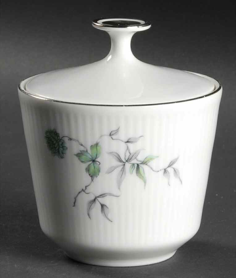Green Ming (Platinum Trim) Sugar Bowl & Lid by Mitterteich-1