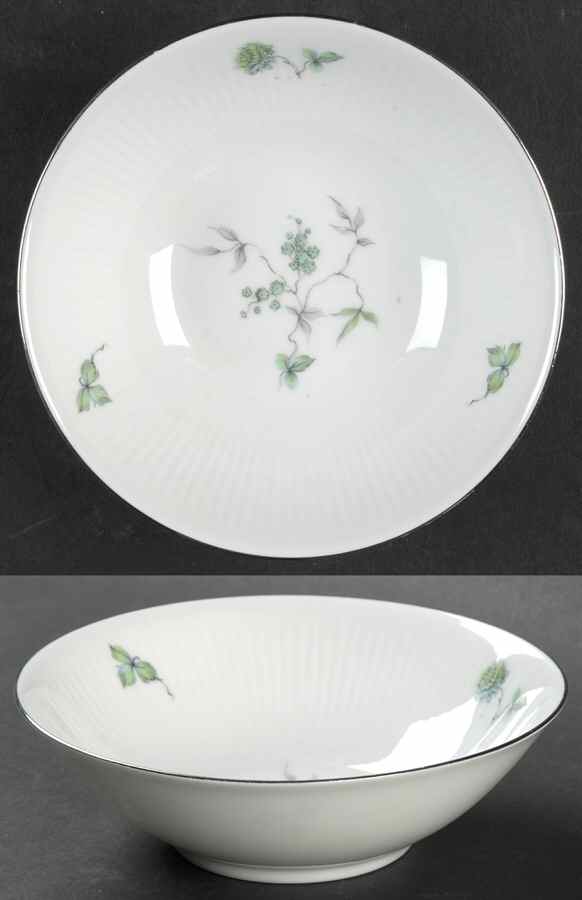 Green Ming (Platinum Trim) Fruit/Dessert (Sauce) Bowl by Mitterteich-1
