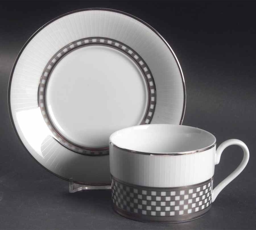 Platinum Symmetry Flat Cup & Saucer Set by Mikasa-1
