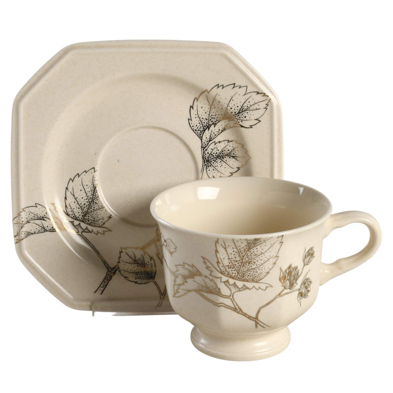 Gold Brocade Footed Cup & Saucer Set by Mikasa-1
