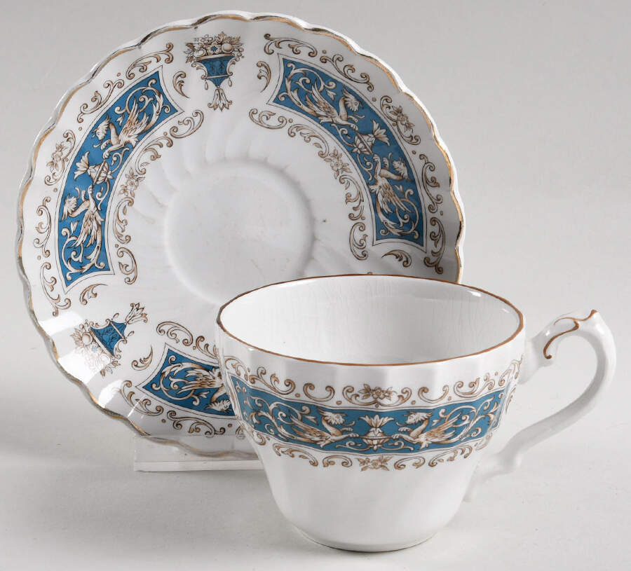 Rialto Blue Flat Cup & Saucer Set by Myott Staffordshire-1