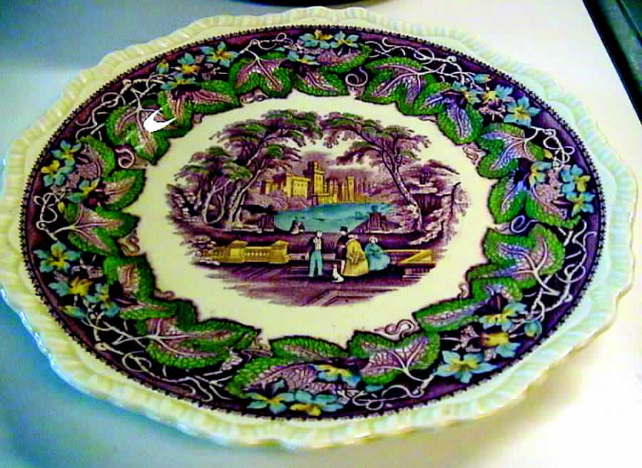 Vista Burgundy Blue Multicolor Dinner Plate by Mason's-1