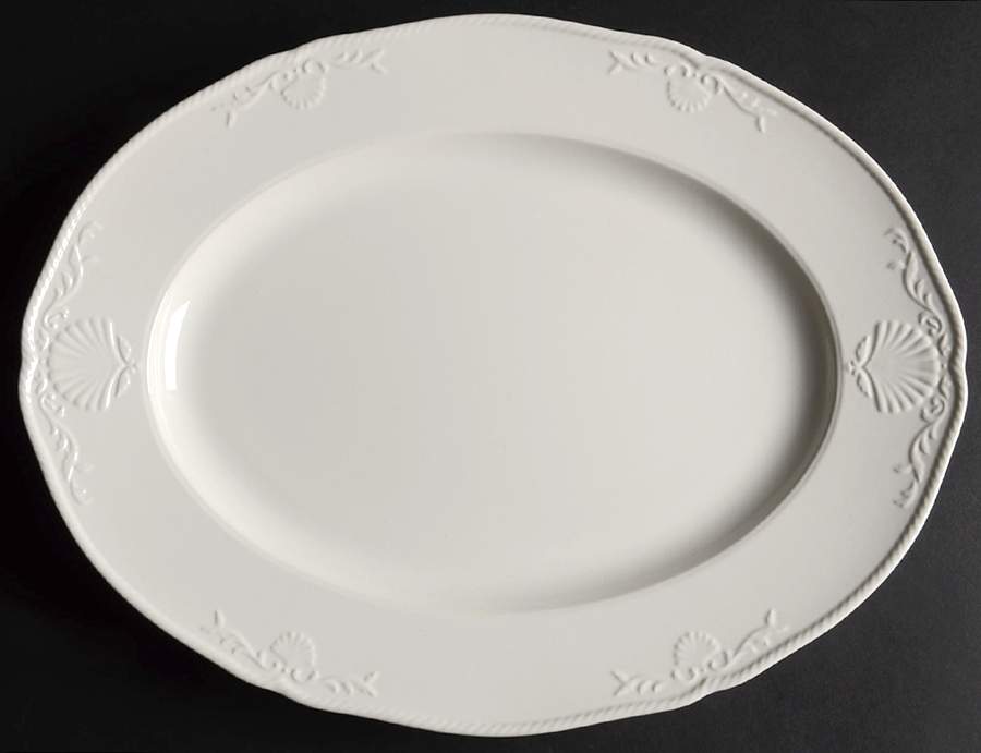 South Hampton White 15" Oval Serving Platter by Mikasa-1