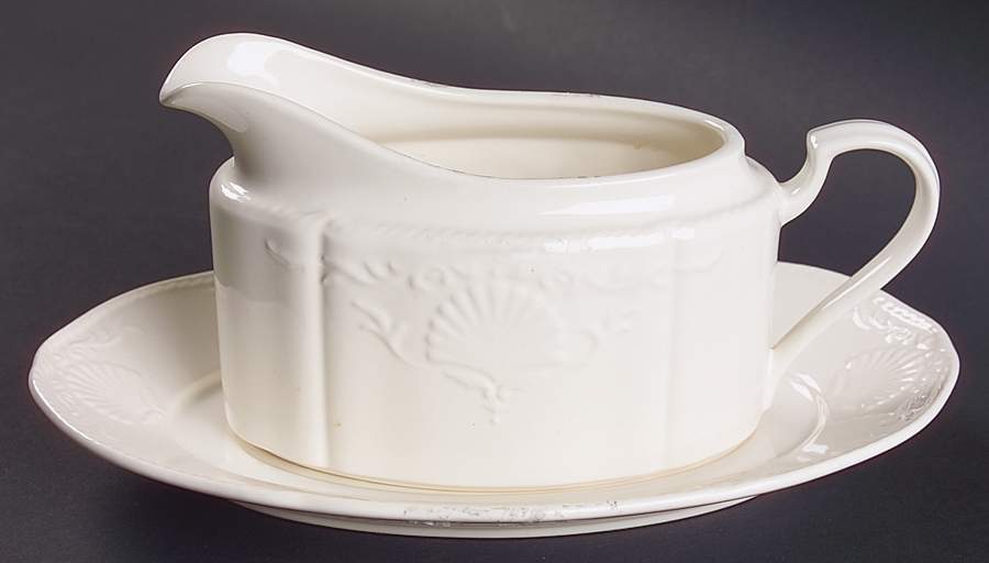 South Hampton White Gravy Boat & Underplate by Mikasa-1