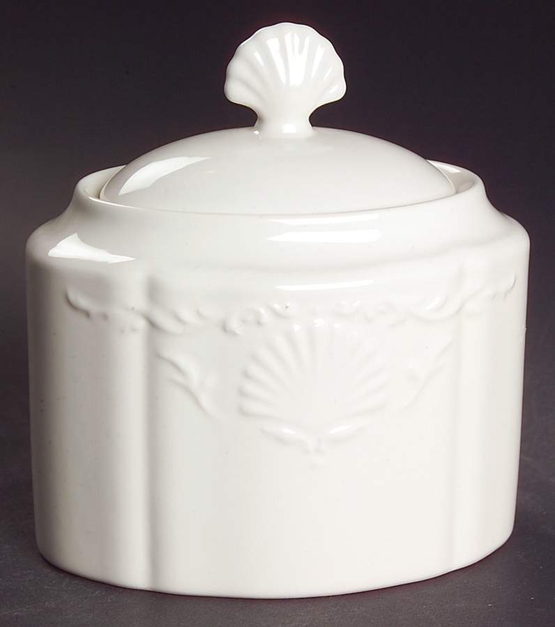 South Hampton White Sugar Bowl & Lid by Mikasa-1