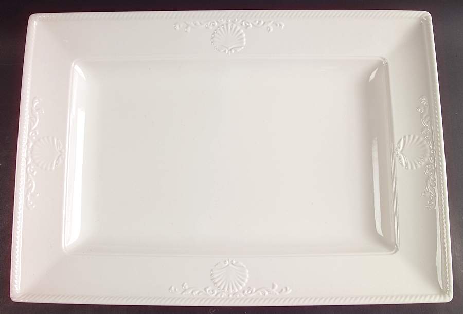 South Hampton White 18" Rectangular Serving Platter by Mikasa-1