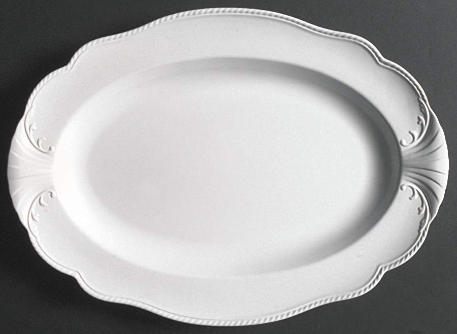 South Hampton White 18" Oval Serving Platter by Mikasa-1