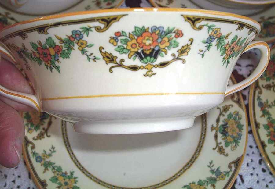 MAD87 Footed Cream Soup Bowl & Saucer Set by John Maddock & Sons-1