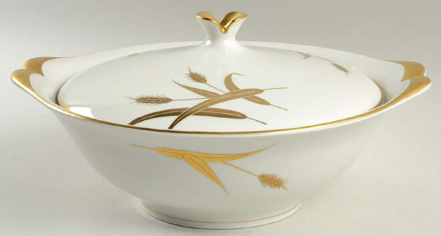 Midas (Cream Background, Japan) Round Covered Vegetable by Meito-1