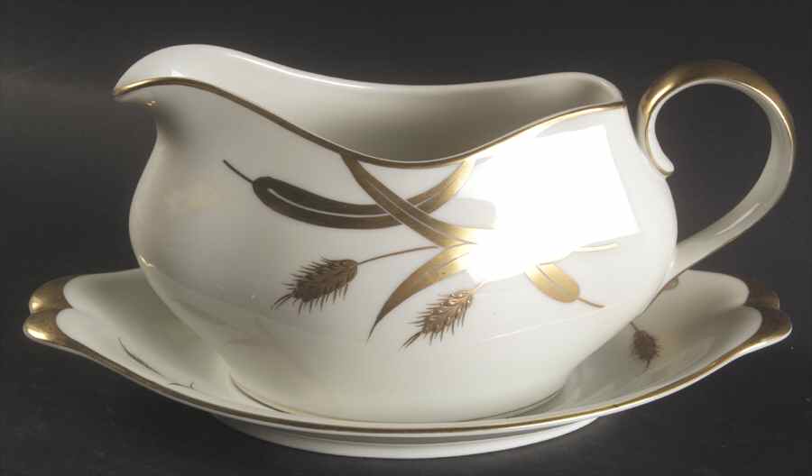 Midas (Cream Background, Japan) Gravy Boat & Underplate by Meito-1