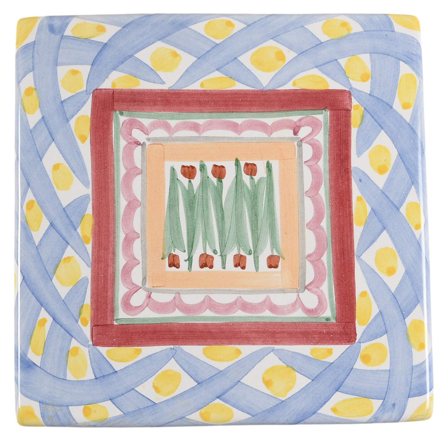 Aalsmeer 8" Square Trivet-Cork Back by MacKenzie-Childs-1