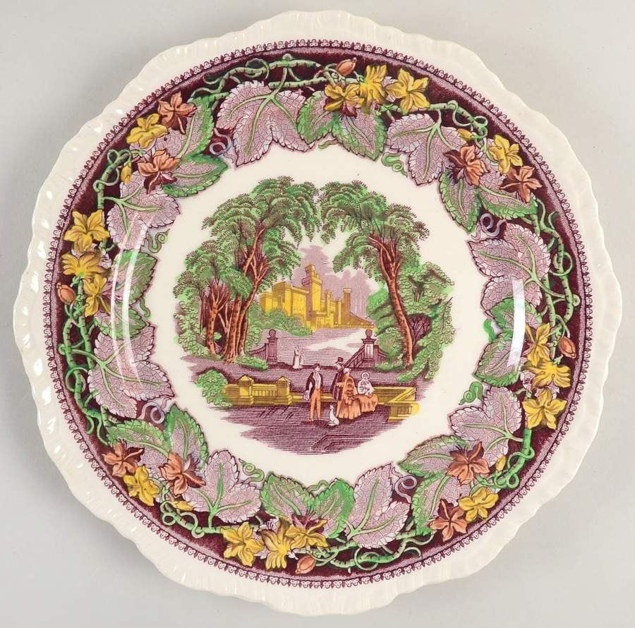 Vista Burgundy Yellow Multicolor Dinner Plate by Mason's-1