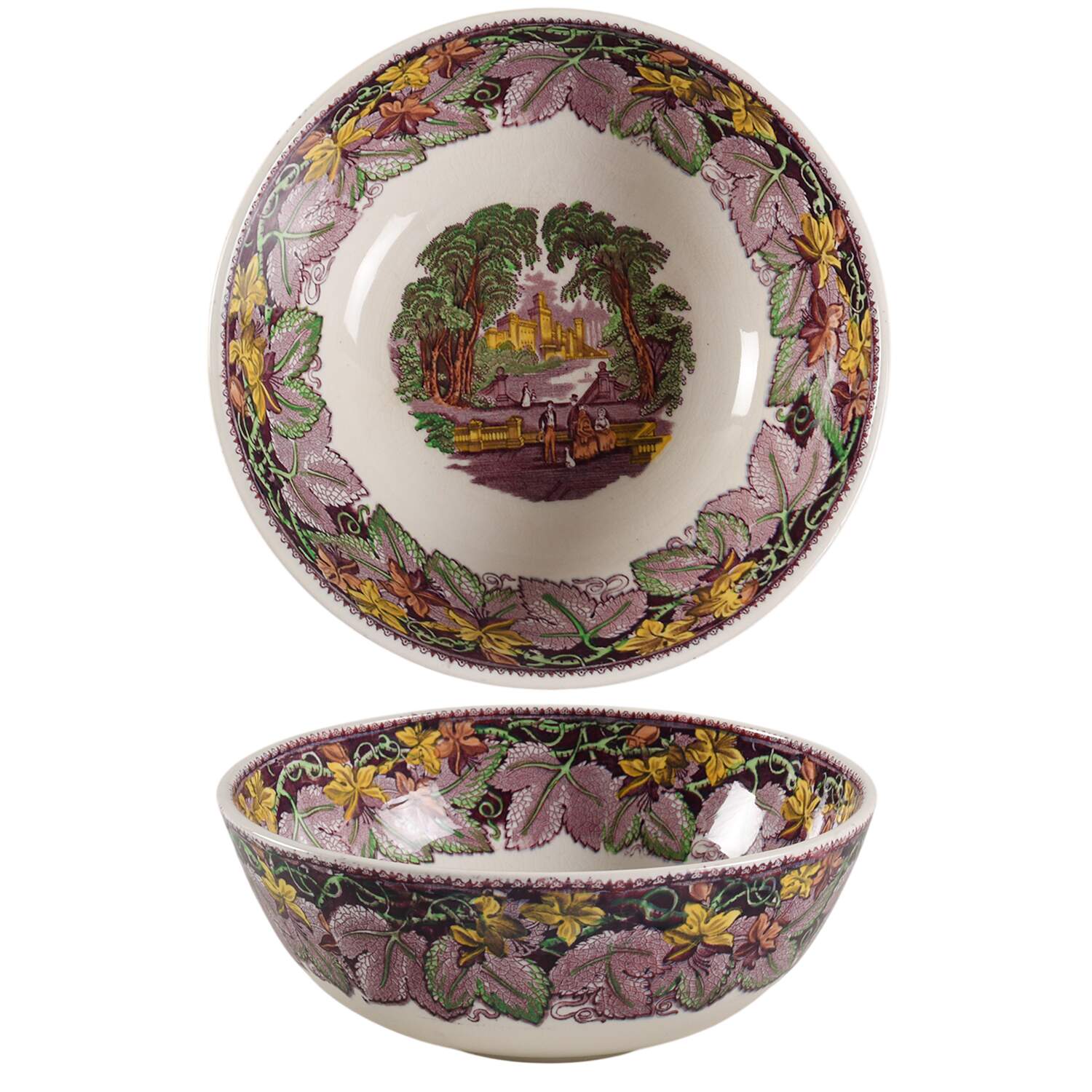 Vista Burgundy Yellow Multicolor 10" Round Serving Bowl by Mason's-1