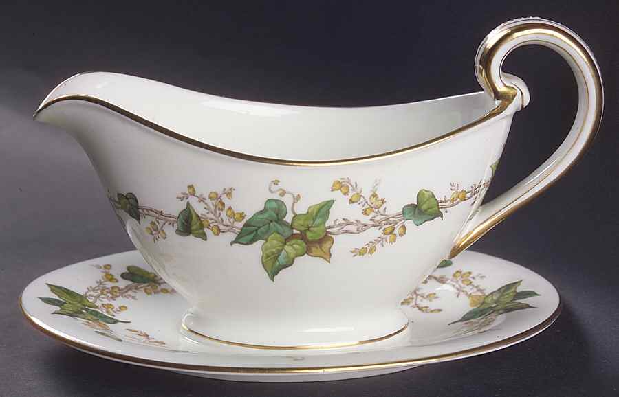 Lothian (Globe Backstamp) Gravy Boat with Attached Underplate by Minton-1