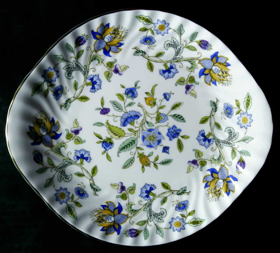 Haddon Hall Blue (Gold Trim) Handled Cake Plate by Minton-1
