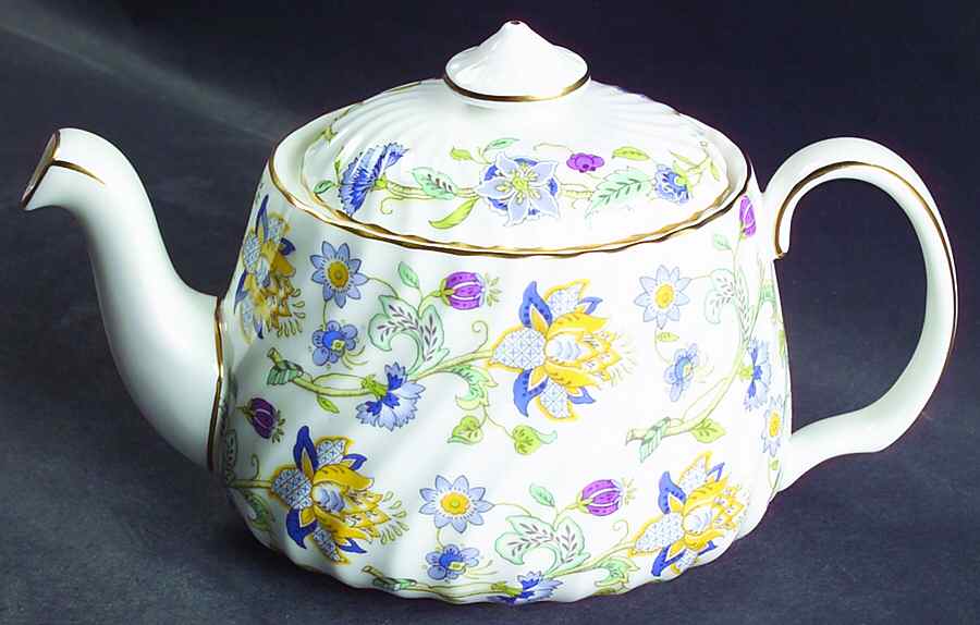 Haddon Hall Blue (Gold Trim) Mini Teapot & Lid by Minton-1
