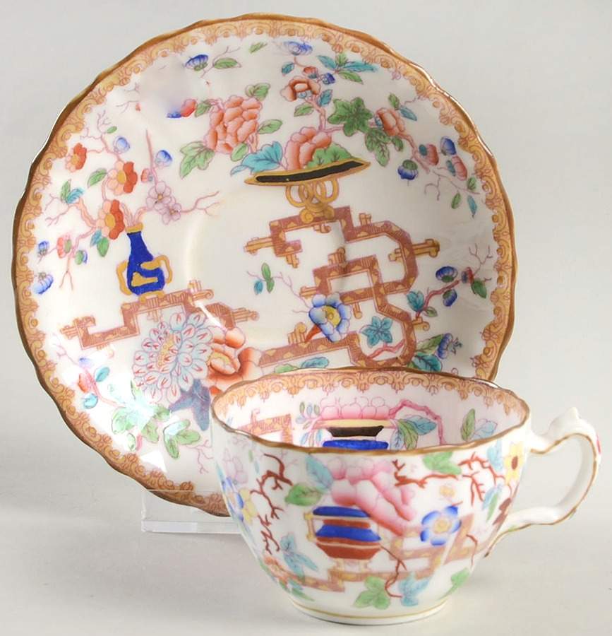 Chinese Tree (Scalloped) Flat Demitasse Cup & Saucer Set by Minton-1