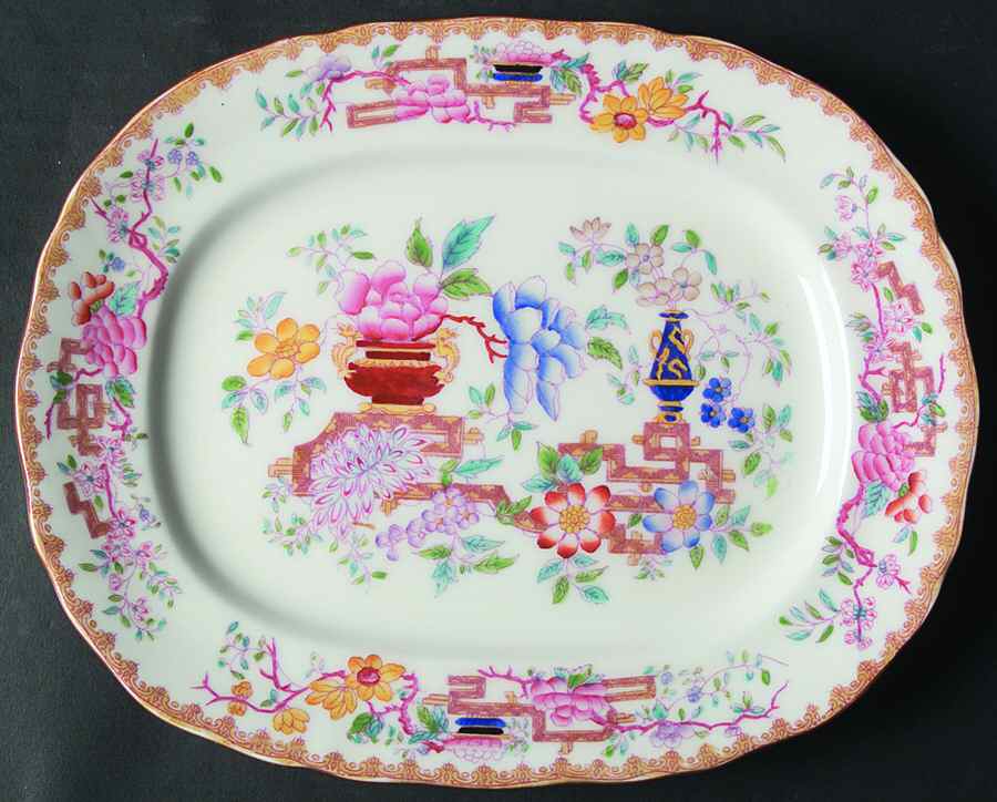 Chinese Tree (Scalloped) 10" Oval Serving Platter by Minton-1