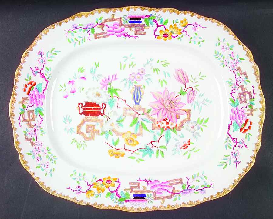 Chinese Tree (Scalloped) 15" Oval Serving Platter by Minton-1