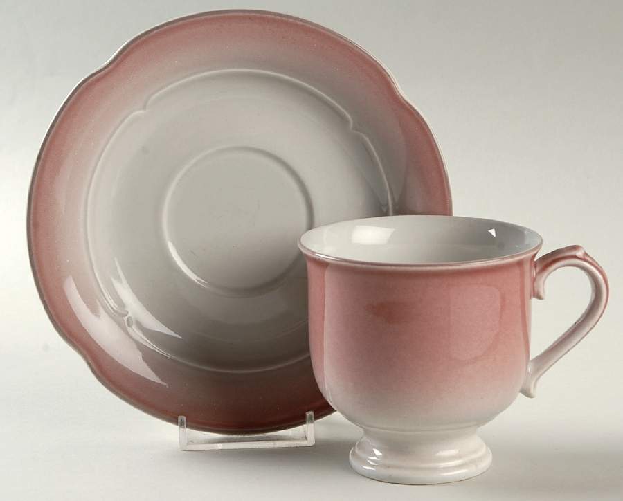 Peach Footed Cup & Saucer Set by Mikasa-1
