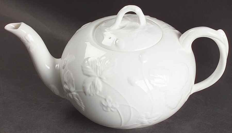 Victoria Strawberry White Teapot & Lid by Minton-1