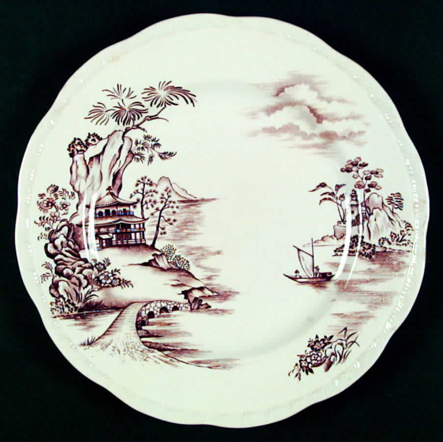 Tsing Hai Brown Dinner Plate by Alfred Meakin-1