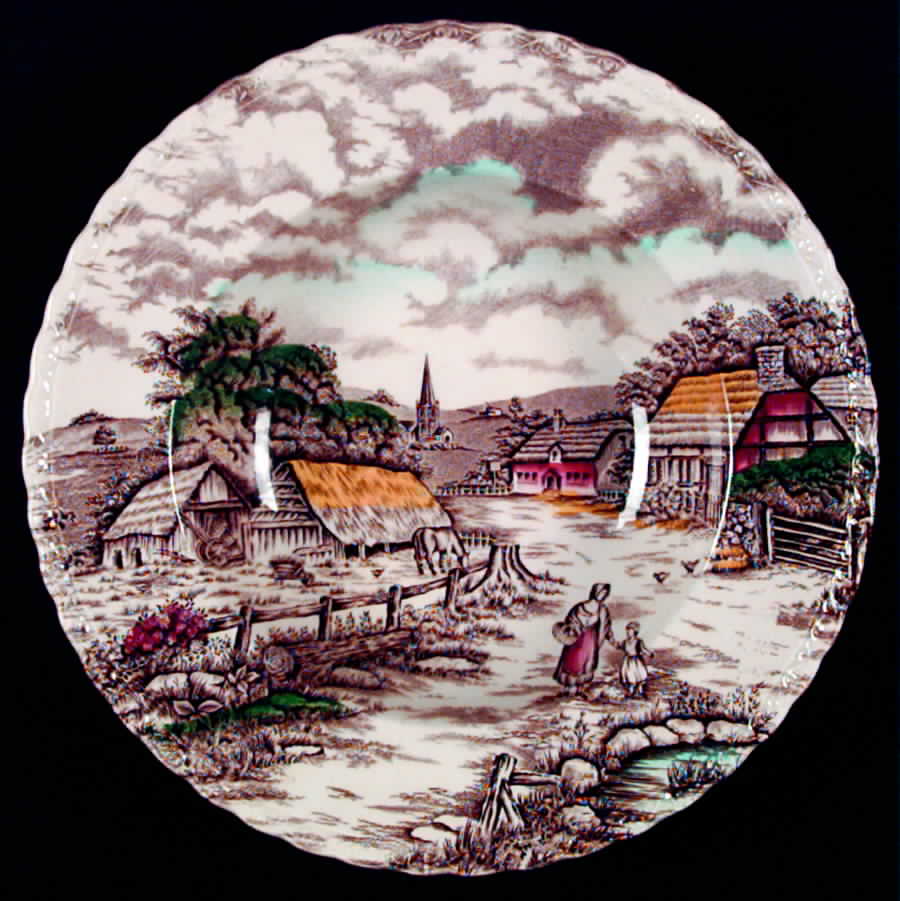 Rural Scene Multicolor Rim Soup Bowl by Myott Staffordshire-1