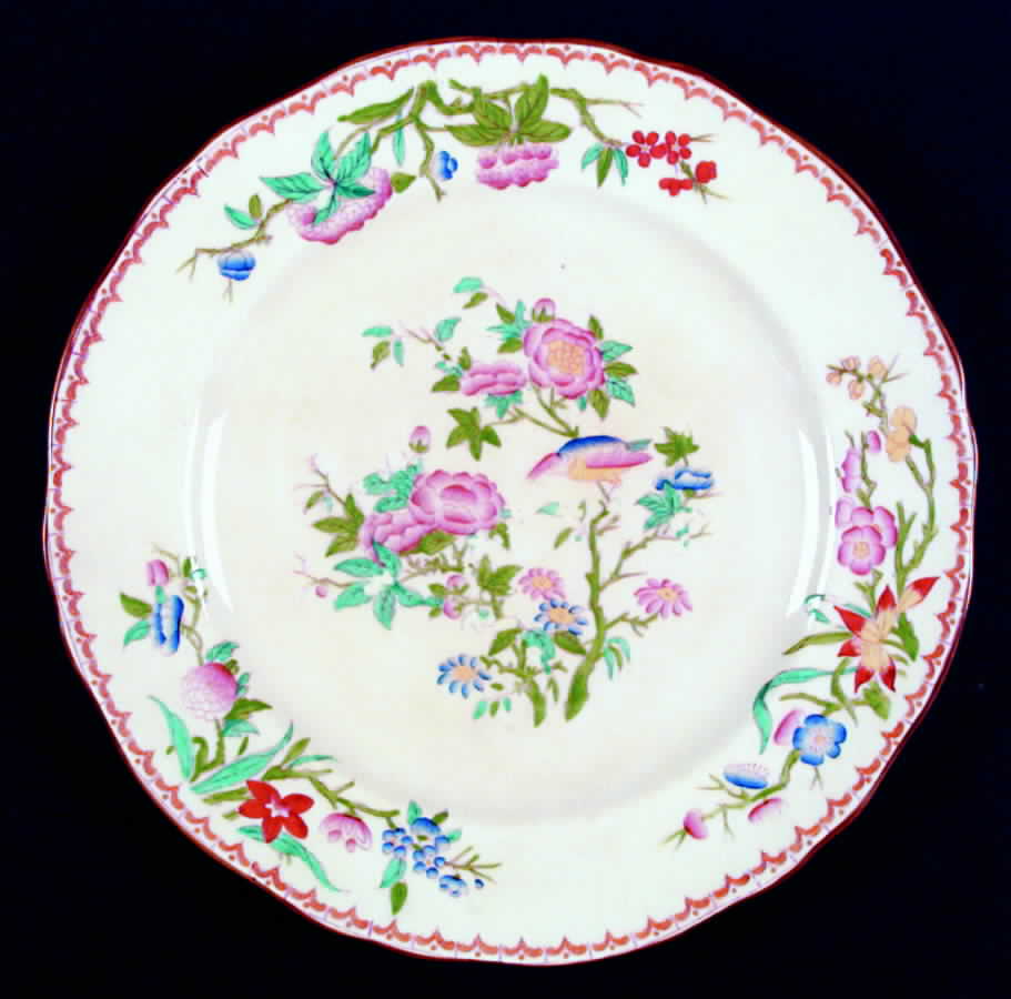 Cuckoo (Scalloped, Cream, Globe Background) Dinner Plate by Minton-1