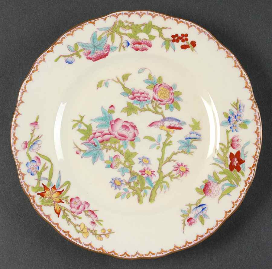 Cuckoo (Scalloped, Cream, Globe Background) Salad Plate by Minton-1