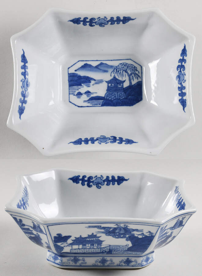 China Blue 9" Oval Vegetable Bowl by Seymour Mann-1