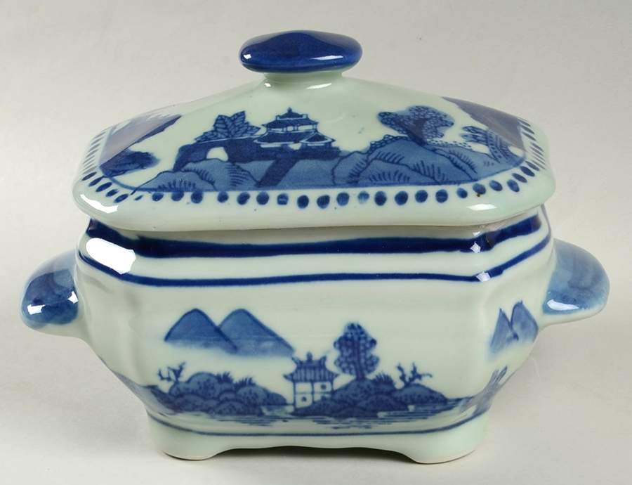 China Blue Sauce Boat & Lid by Seymour Mann-1