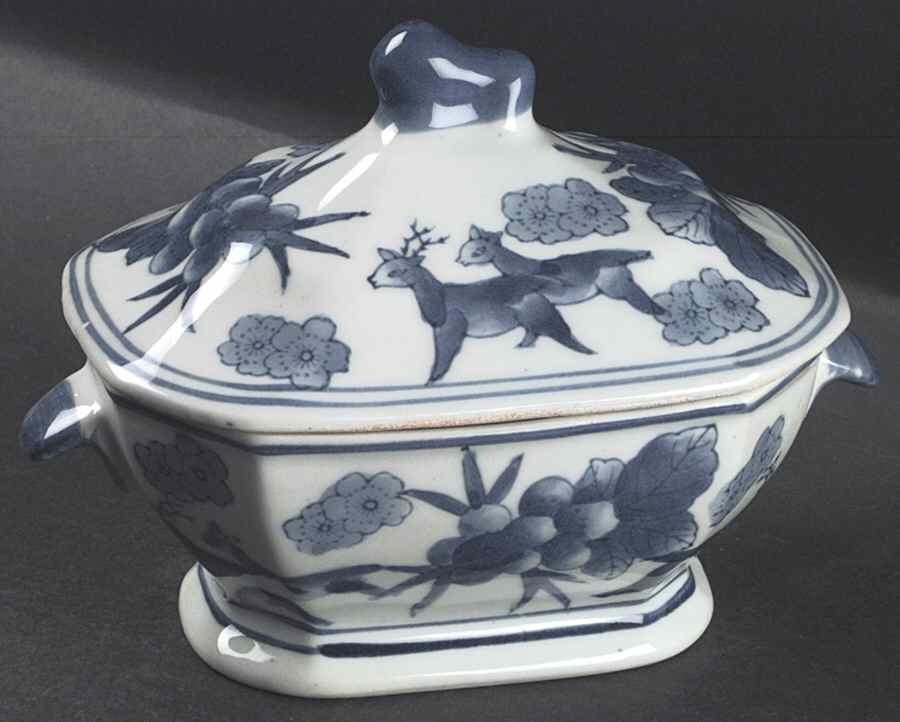 China Blue Sauce Boat & Lid by Seymour Mann-1