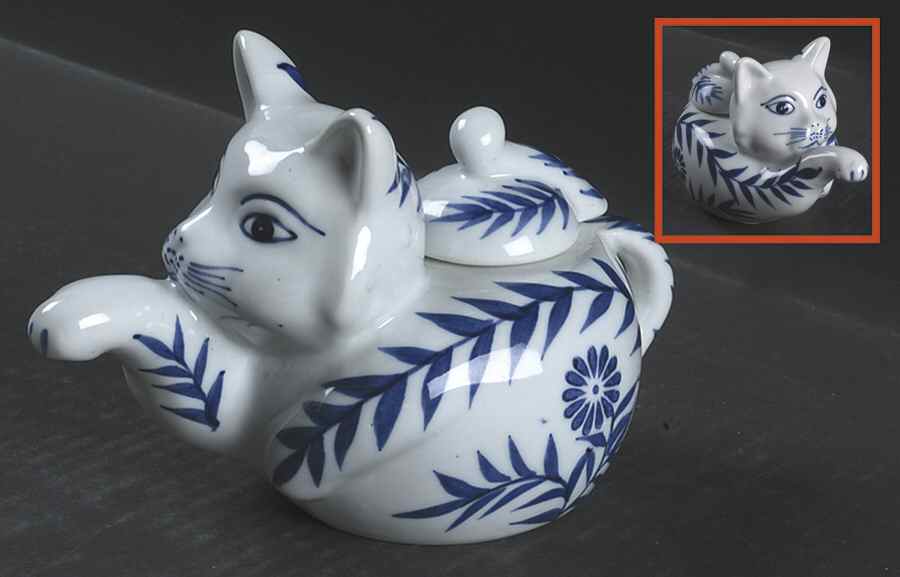 China Blue Mini Figural Teapot & Lid by Seymour Mann-1