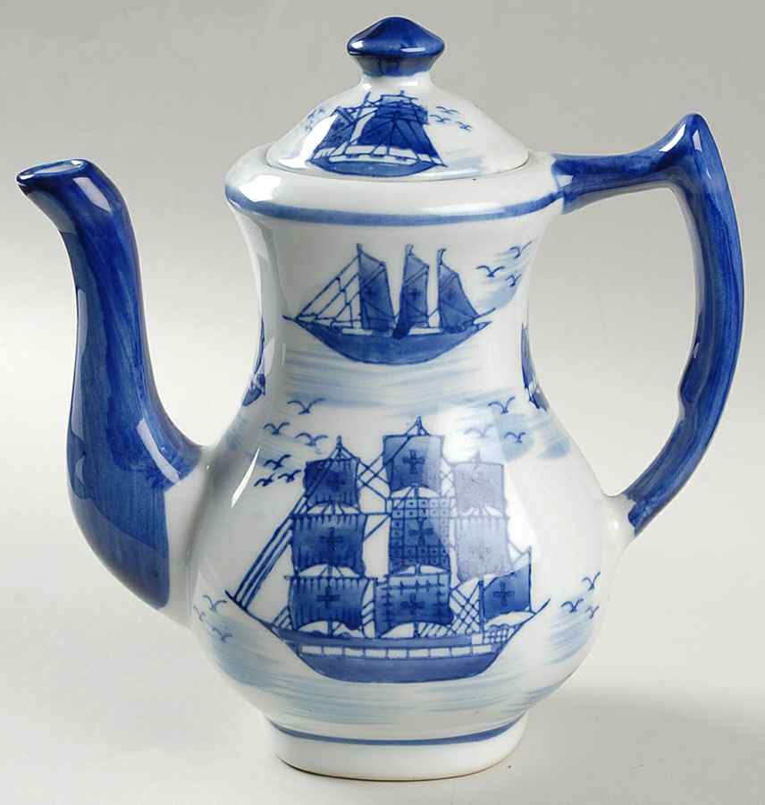 China Blue Small Coffee Pot & Lid by Seymour Mann-1