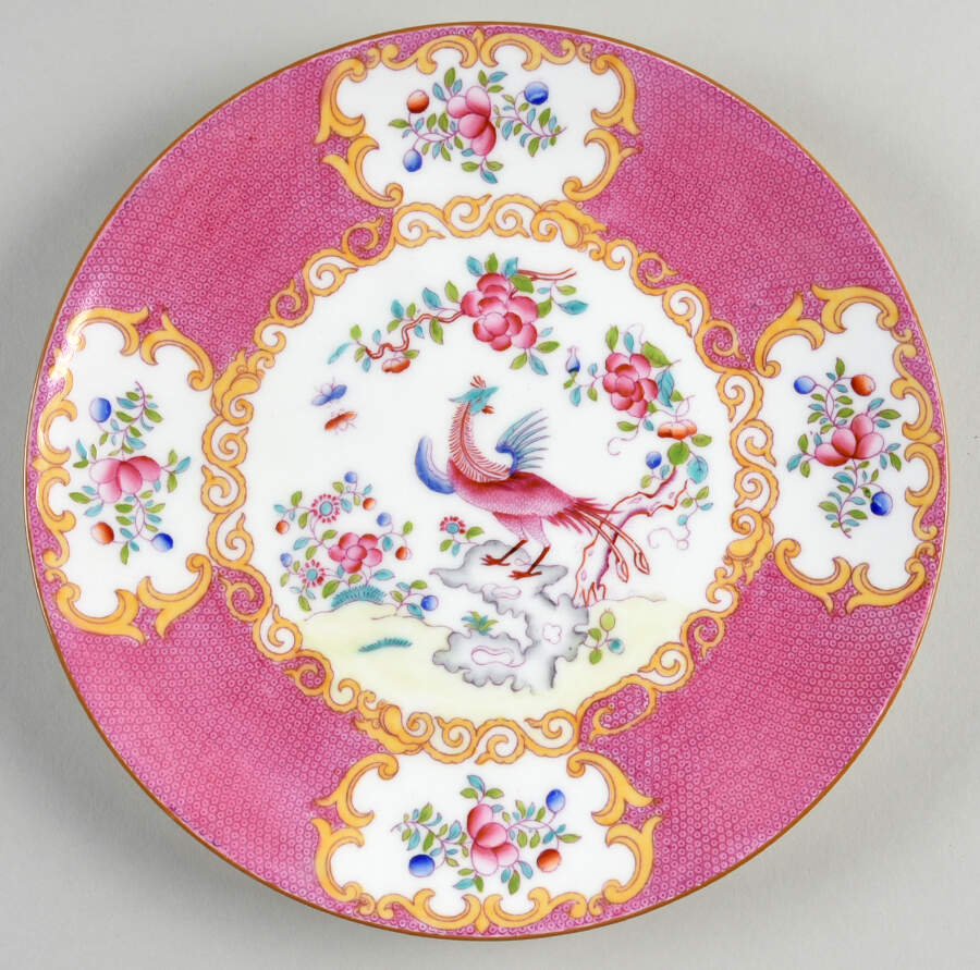 Cockatrice Pink (Smooth, Globe Backstamp) Coupe Luncheon Plate by Minton-1