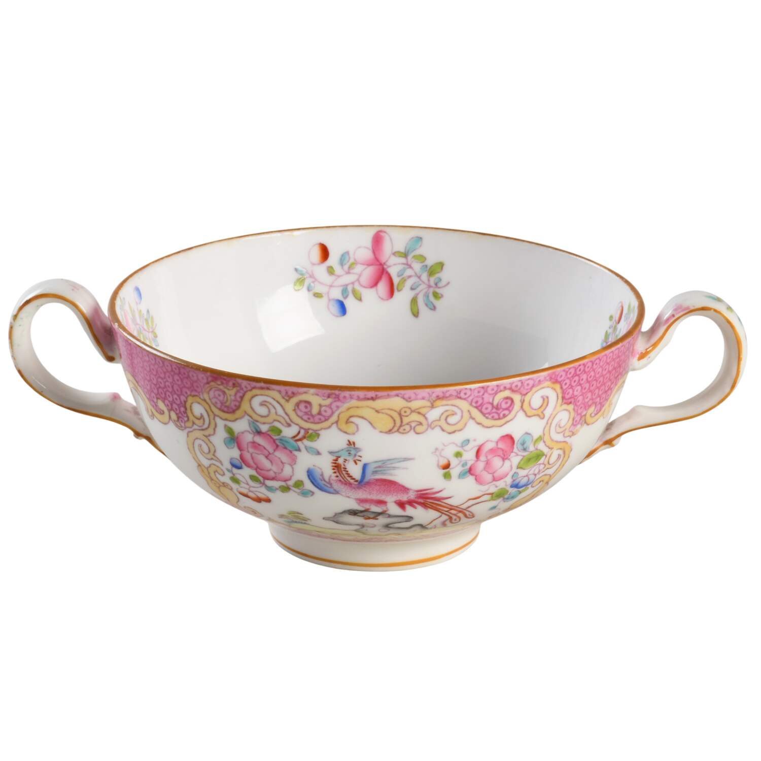 Cockatrice Pink (Smooth, Globe Backstamp) Footed Cream Soup Bowl by Minton-1